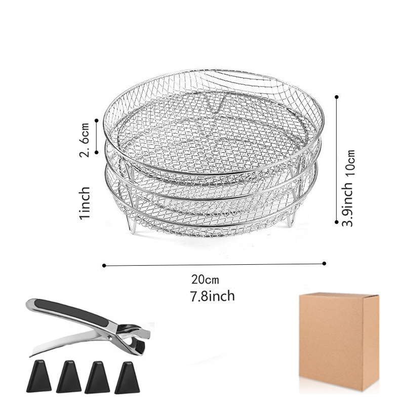 304 three-layer dehydration rack air fryer accessories stackable drying rack with elevated angle dish clamps