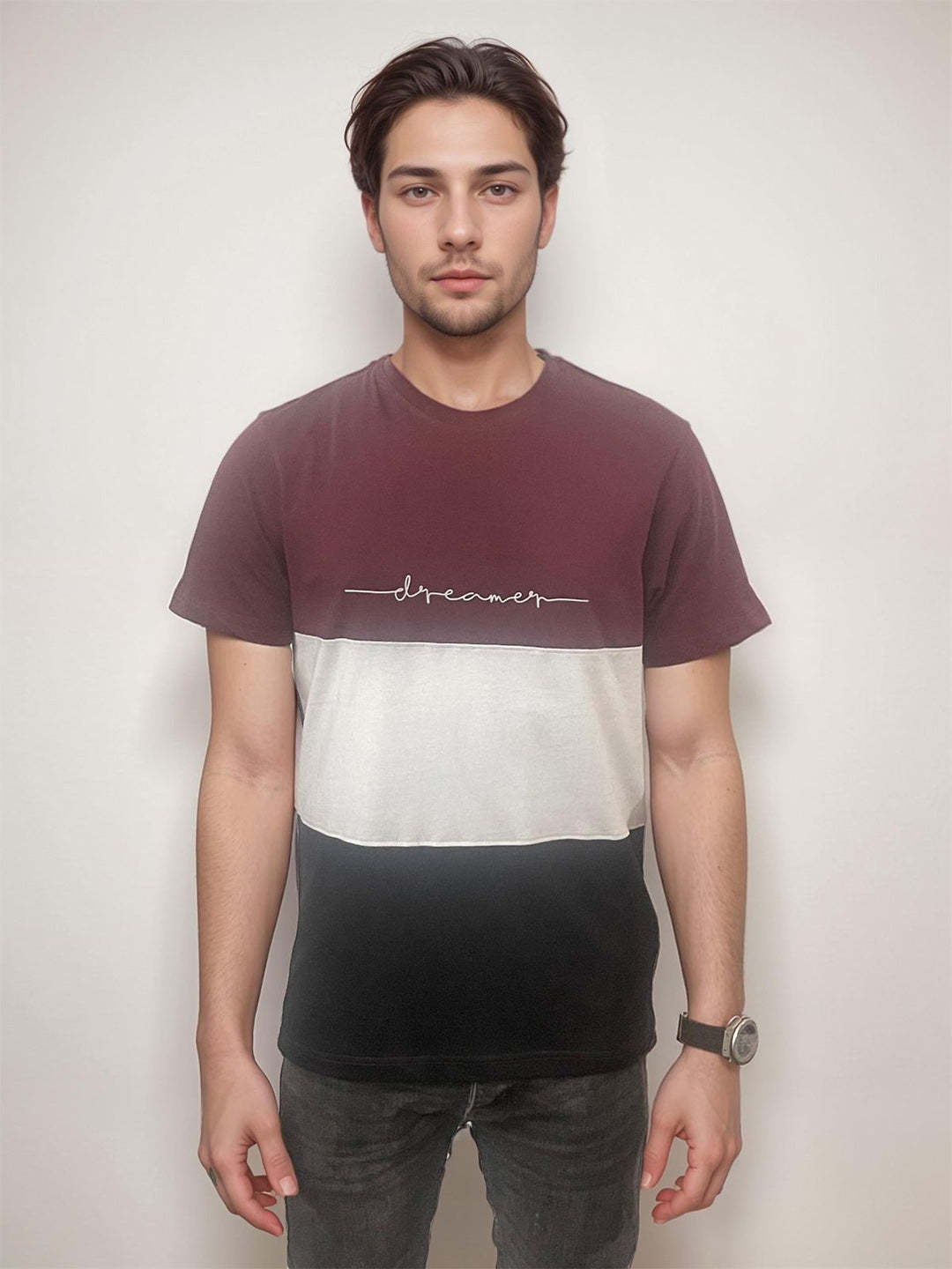 COLOR BLOCK MEN'S OUTFITS CREW NECK TEE