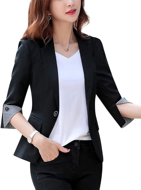 Womens Casual Jacket Casual Work Blazer Office Jacket Slim Fit Blazer for Business Lady