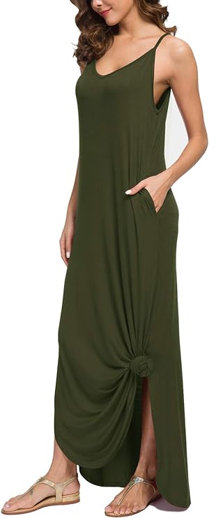 Women's Summer Casual Loose Dress Beach Cover Up Long Cami Maxi
