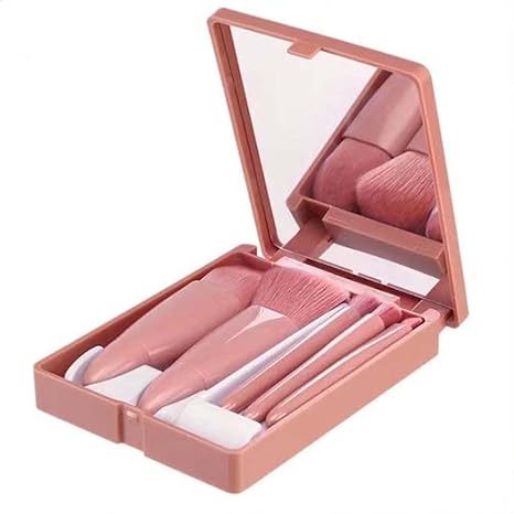 Easy-taken Travel Makeup Brush Set, COSHINE 5pcs Mini Complete Function Cosmetic Brushes Kit (5pcs with holder)