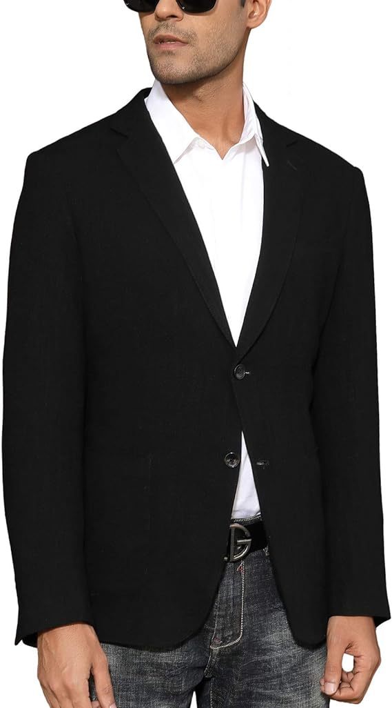 Men's Slim Fit Lightweight Linen Jacket Tailored Blazer Sport Coat