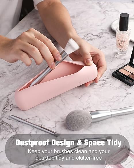 FERYES Large Travel Makeup Brush Holder with 4Pcs Makeup Brushes