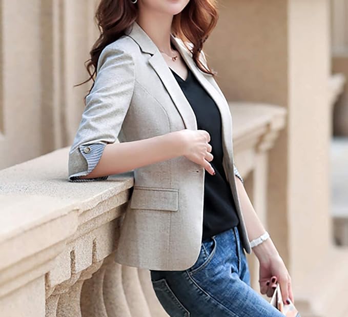 Womens Casual Jacket Casual Work Blazer Office Jacket Slim Fit Blazer for Business Lady