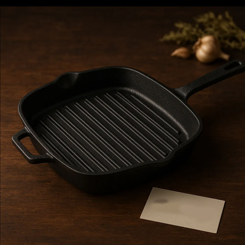 Prestige 25cm Cast Iron Grill Pan – Heavy Duty Square Grill Skillet for Steaks, BBQ & Indoor Grilling