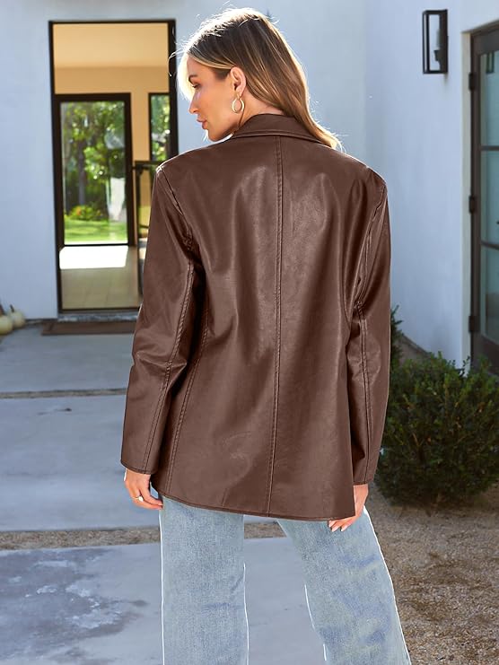 Womens Oversized Leather Faux Y2k Jackets Motorcycle Plus Size Moto Biker Coat Fall Outfits Fashion Clothes
