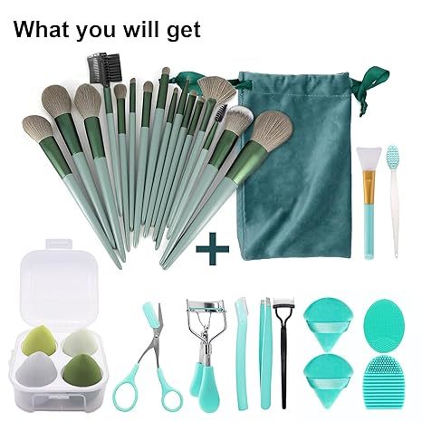 Makeup Brushes 22 Pcs Makeup Kit,Foundation Brush Eyeshadow Brush Make up Brushes Set (Green, 22 Piece Set Large)
