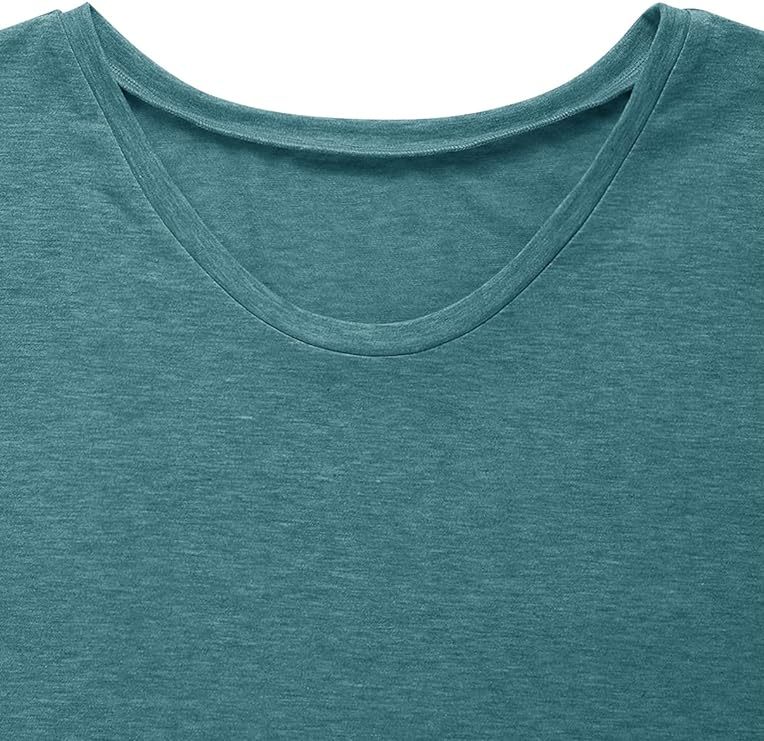 Women's Ruffle Sleeve Tops Summer Casual Blouse Crew Neck Solid Cute Tunic Shirt