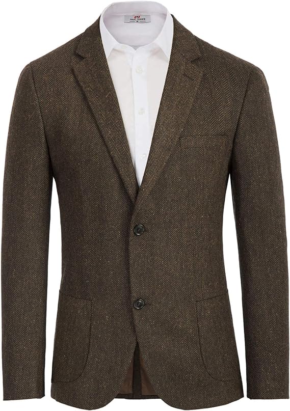 Herringbone Tweed Blazer British Wool Blend Sport Coat Jacket