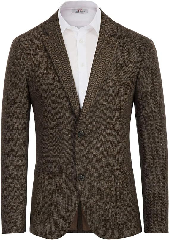 Herringbone Tweed Blazer British Wool Blend Sport Coat Jacket
