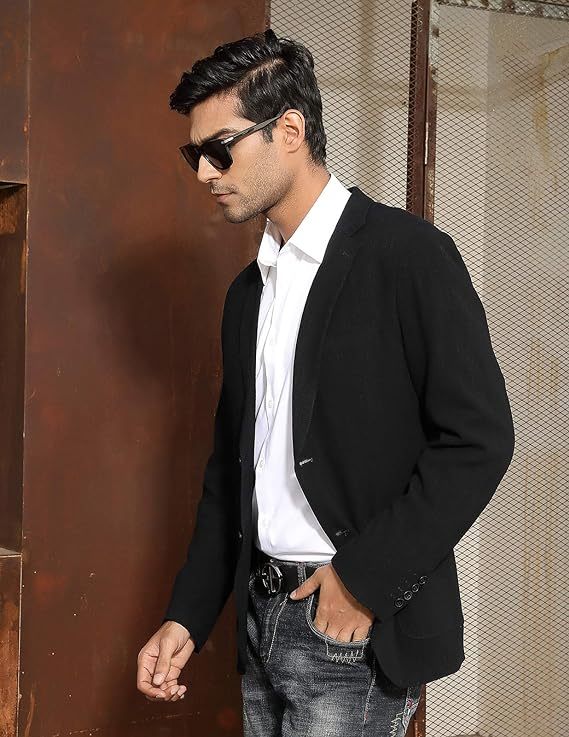 Men's Slim Fit Lightweight Linen Jacket Tailored Blazer Sport Coat