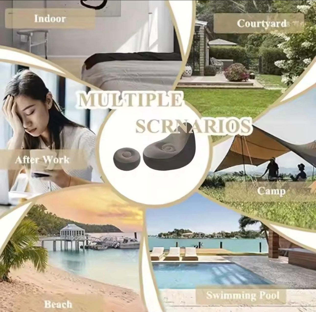 Luxury Inflatable Lounge Chair with Ottoman – Modern Air Sofa Set for Living Room & Bedroom