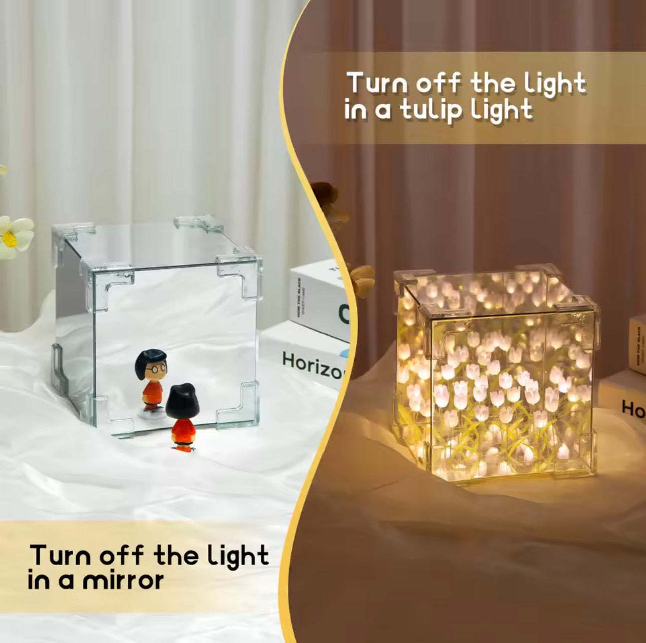 Luxury Tulip Cube Lamp – Decorative LED Flower Light for Home & Living