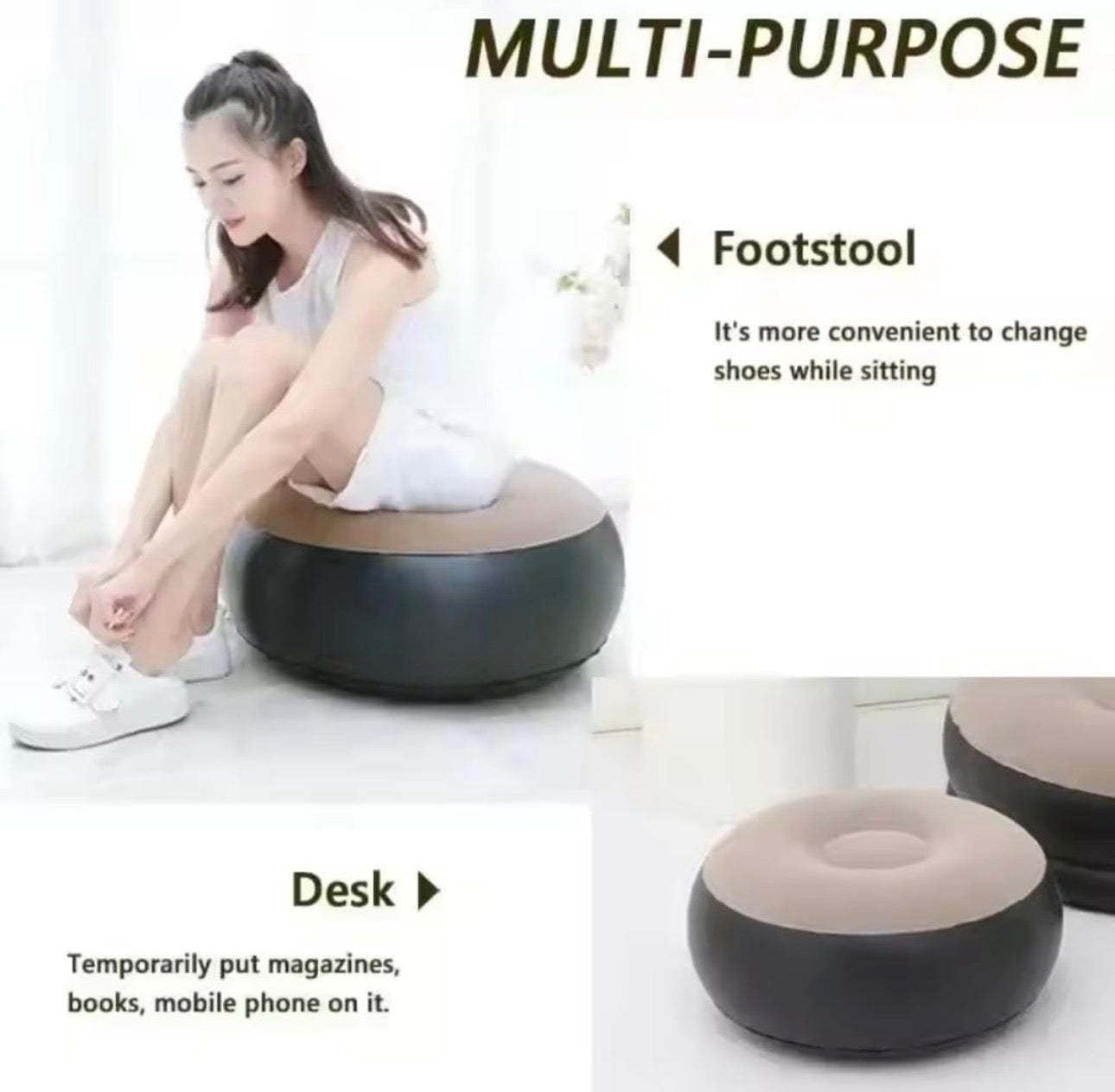 Luxury Inflatable Lounge Chair with Ottoman – Modern Air Sofa Set for Living Room & Bedroom