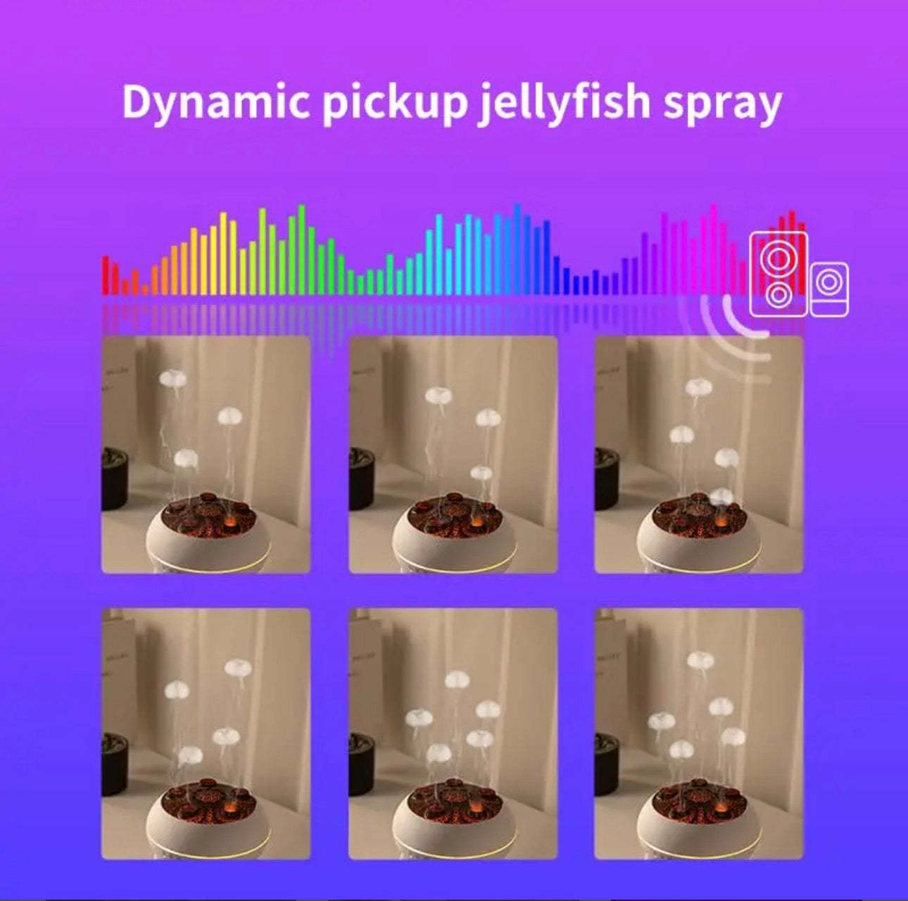 Modern Jellyfish-Style Air Humidifier & Aromatherapy Diffuser – Quiet Mist, Night Light, Wooden Leg Design