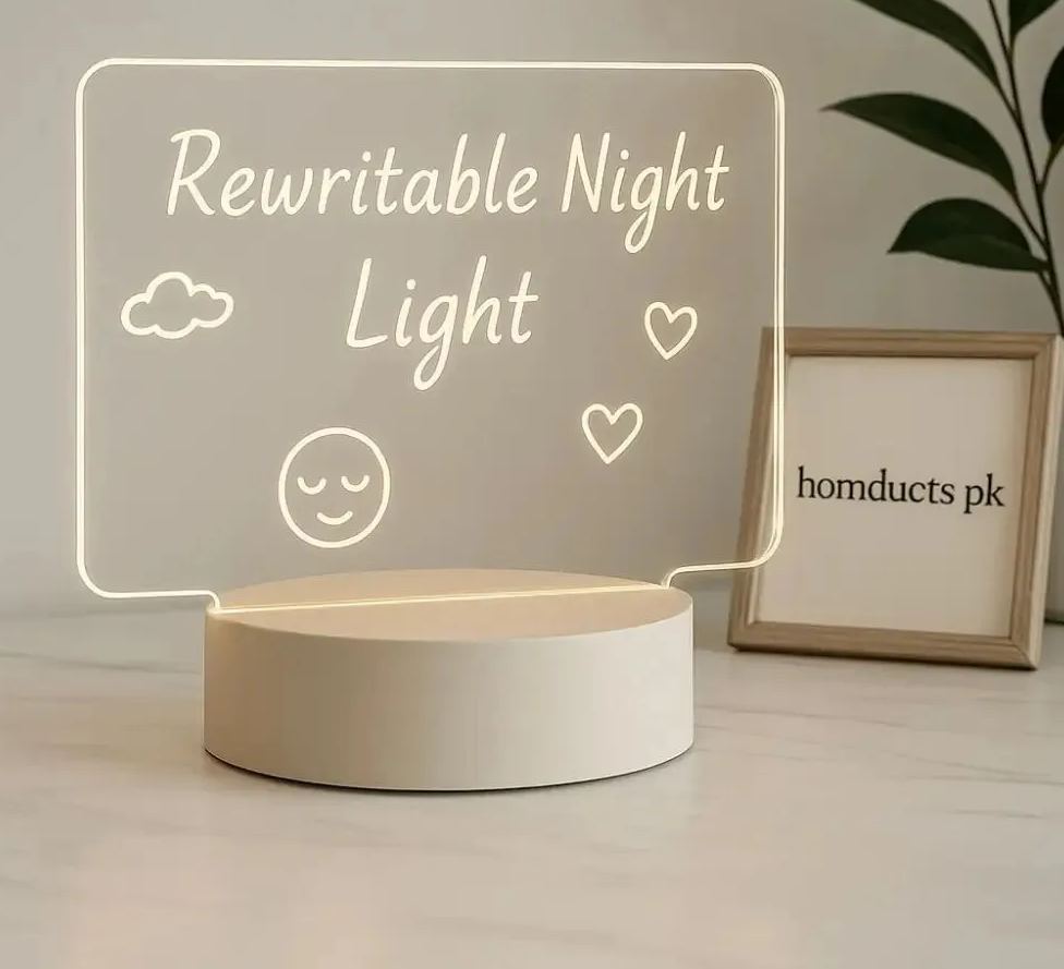 Acrylic LED Rewritable Night Light Board – Erasable & Reusable Message Lamp