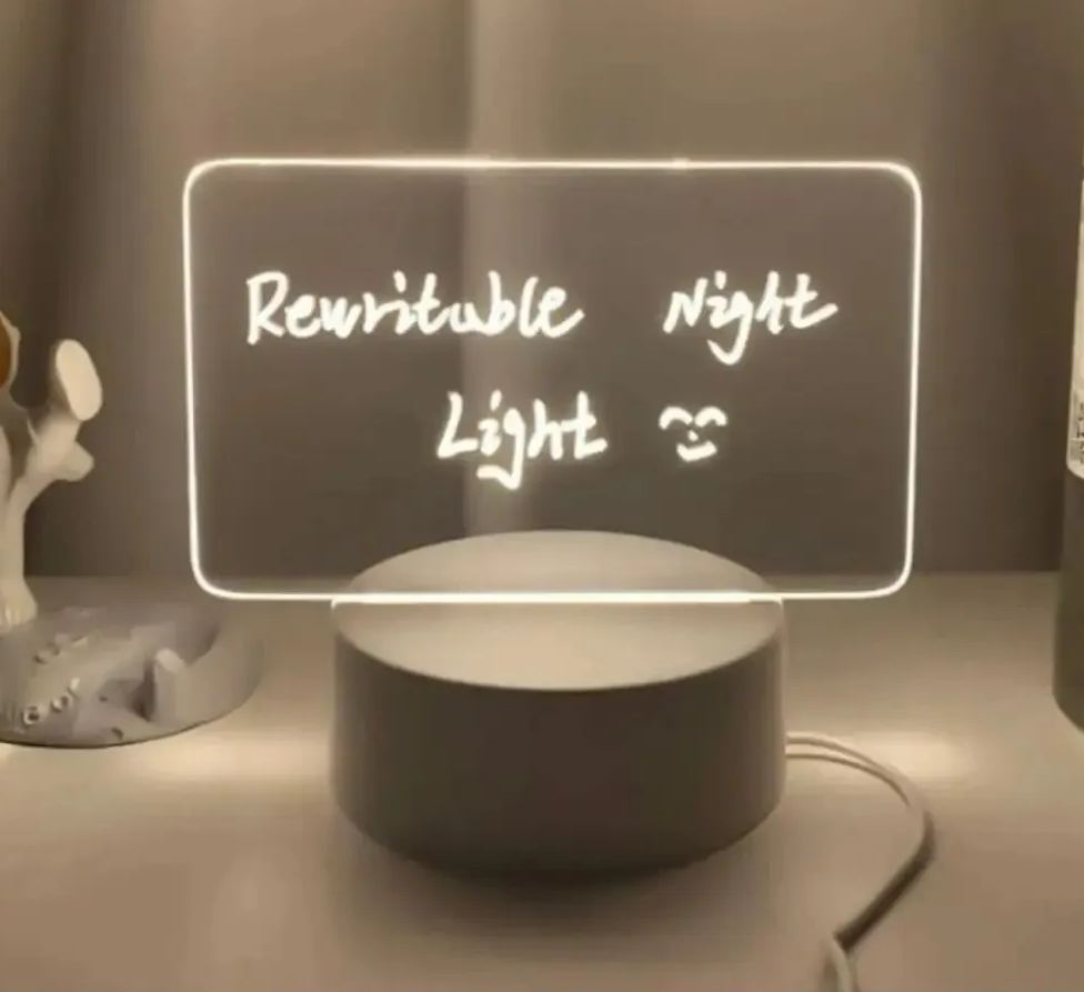 Acrylic LED Rewritable Night Light Board – Erasable & Reusable Message Lamp