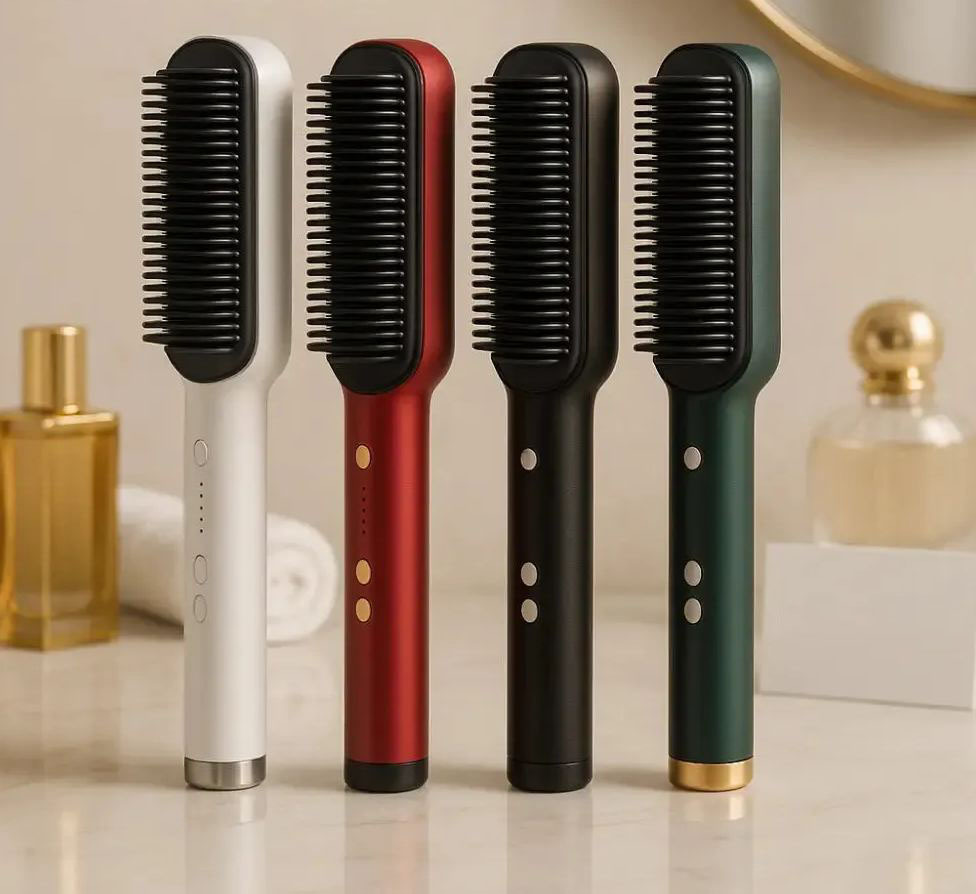 Luxury Electric Hair Straightening Brush – 4-in-1 Professional Styling Comb