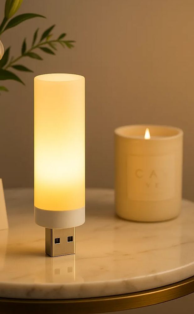 Luxury USB LED Ambient Night Light – Warm Glow Minimalist Lamp for Home & Office
