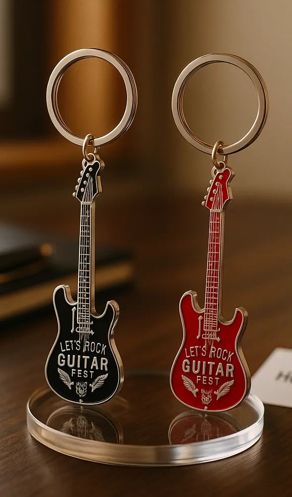 Guitar Shape Metal Keychain – 1pc