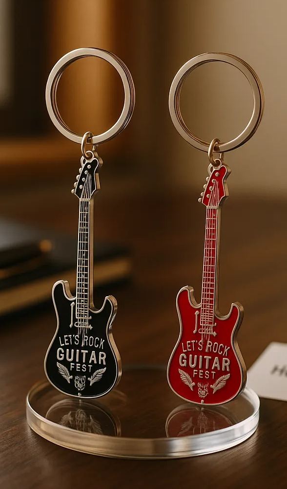 Guitar Shape Metal Keychain – 1pc