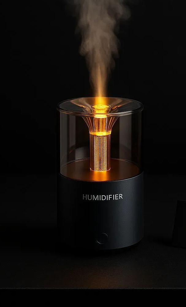 Golden Glow Car Humidifier – Ultra-Fine Mist, LED Aroma Diffuser for Fresh & Clean Air