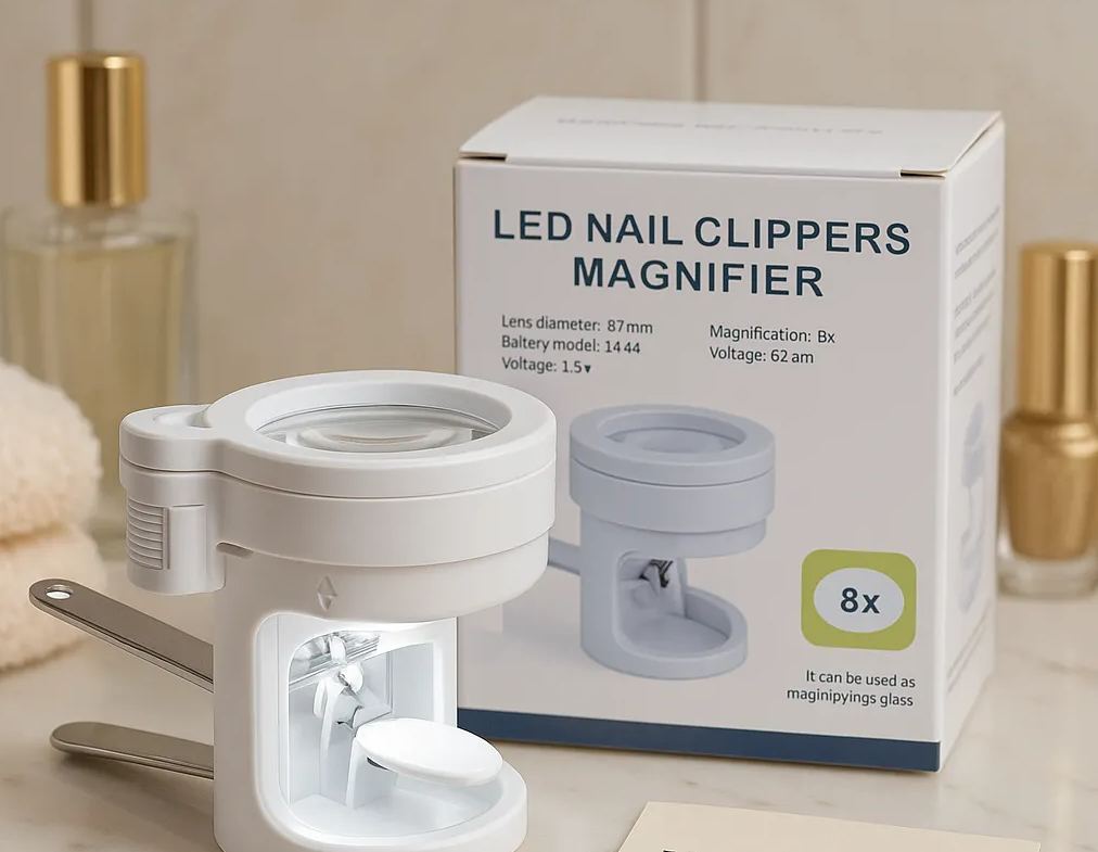 LED Nail Clippers with 8x Magnifier – Precision Grooming Tool with Bright Light