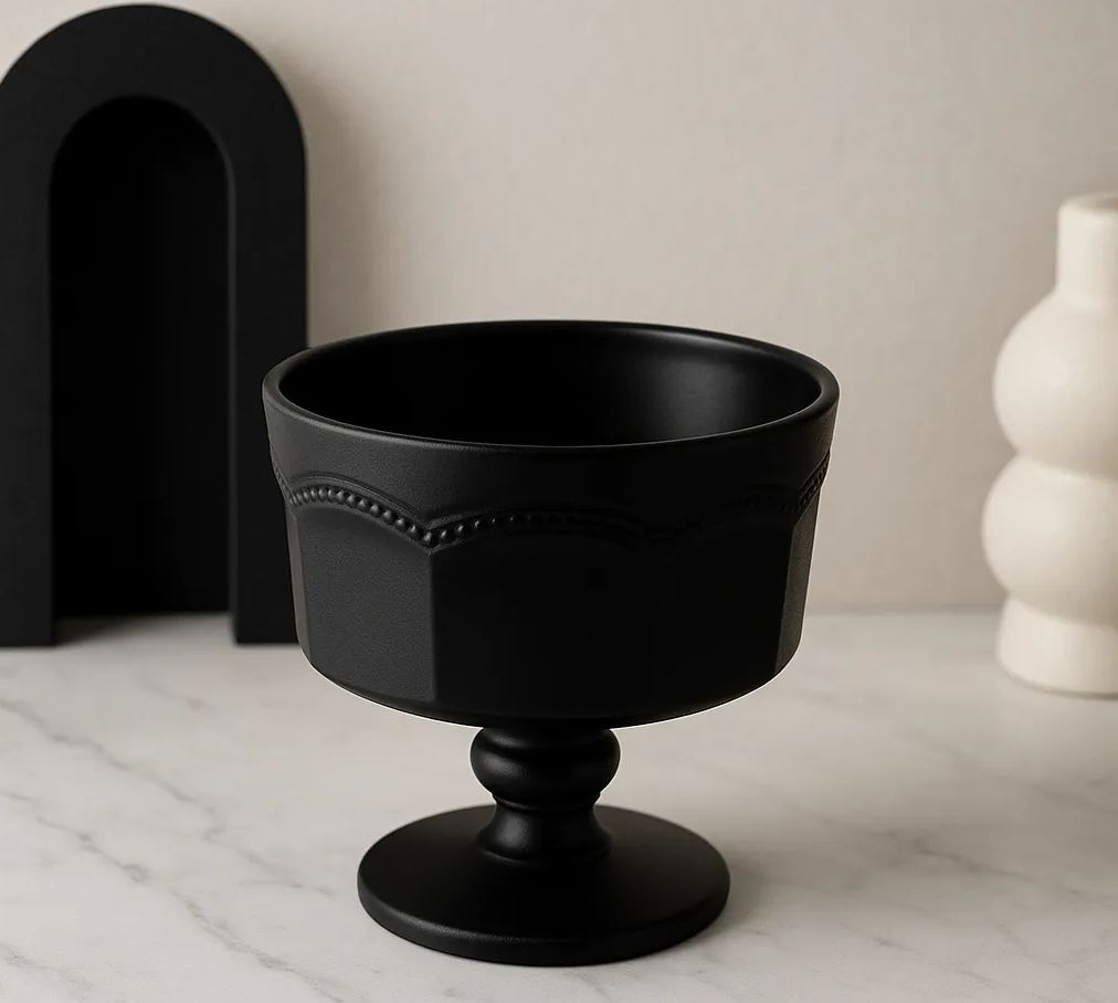 Premium Matte Black Dessert Bowl Set – 6 Pcs | Elegant Ice Cream & Serving Cups
