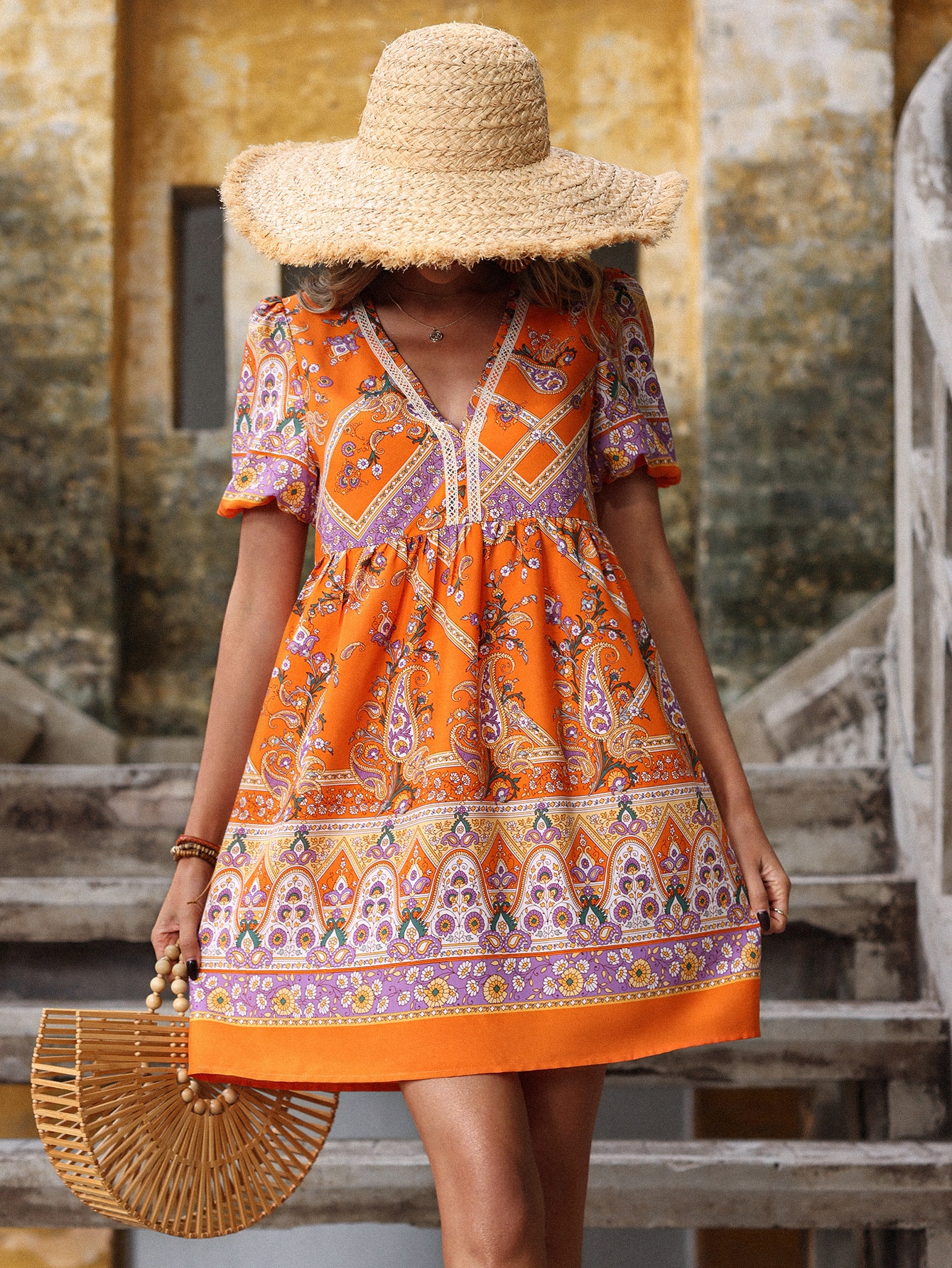 Plus Size Floral Print Cover Up Dress