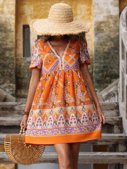 Plus Size Floral Print Cover Up Dress