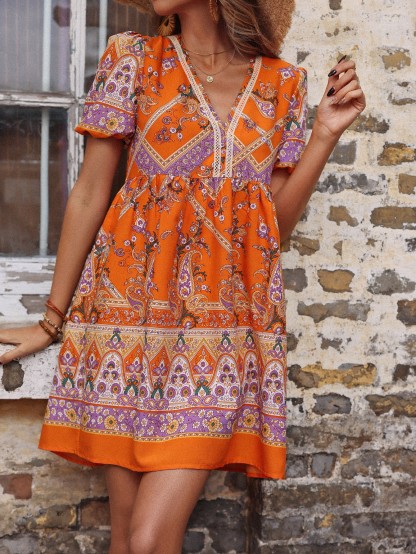 Plus Size Floral Print Cover Up Dress