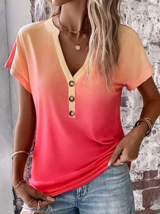 Loose Casual Plain V Neck Shirt
