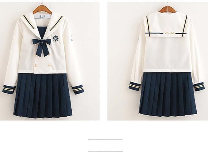 Japanese School Girls Sailor JK Uniform,Classic Women's Cosplay Costume,Cute Summer Mini Plaid Skirt with Bow Tie Necktie Shirt Set,Sexy Romper Pajamas
