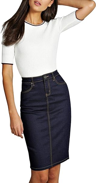 Womens Super Comfy Stretch Denim Skirt