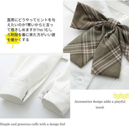 Womens Japanese School Girl JK Skirt Costume,Summer School Uniform Set,Sexy Sailor Cosplay Costumes,Halloween Uniform,Mini Plaid Skirt Shirt with Bow Tie