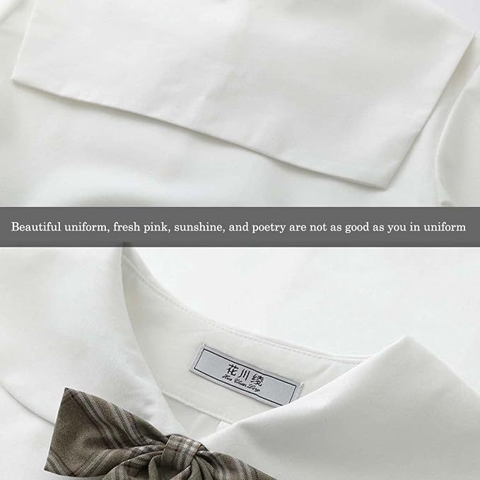 Womens Japanese School Girl JK Skirt Costume,Summer School Uniform Set,Sexy Sailor Cosplay Costumes,Halloween Uniform,Mini Plaid Skirt Shirt with Bow Tie