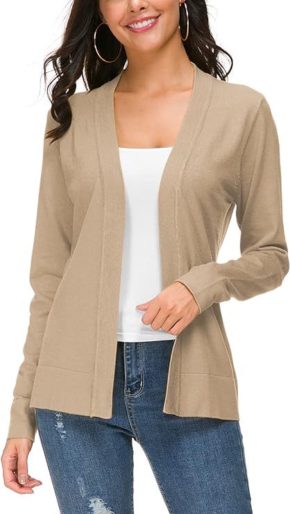 Women's Long Sleeve Open Front Knit Cardigan Sweater