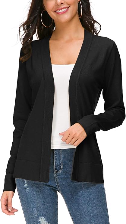 Women's Long Sleeve Open Front Knit Cardigan Sweater