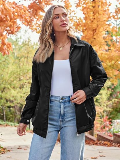 Women's Oversized Jackets, Leather Faux Motorcycle Plus Size Moto Biker Coat Fall Outfits Fashion Clothes 2024