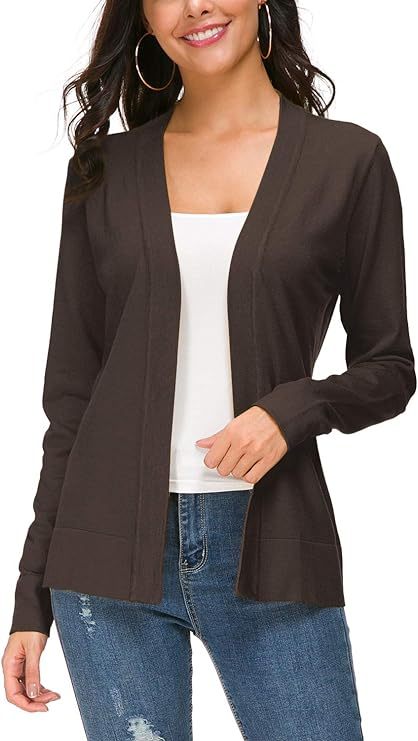 Women's Long Sleeve Open Front Knit Cardigan Sweater