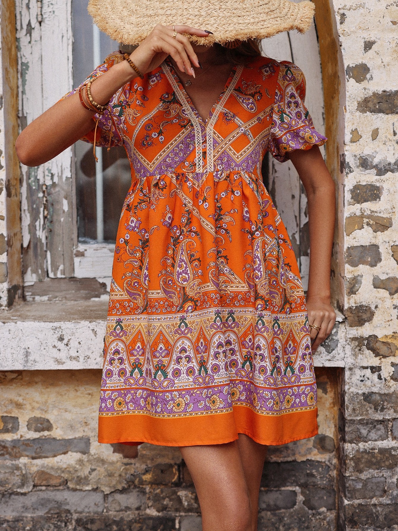 Plus Size Floral Print Cover Up Dress