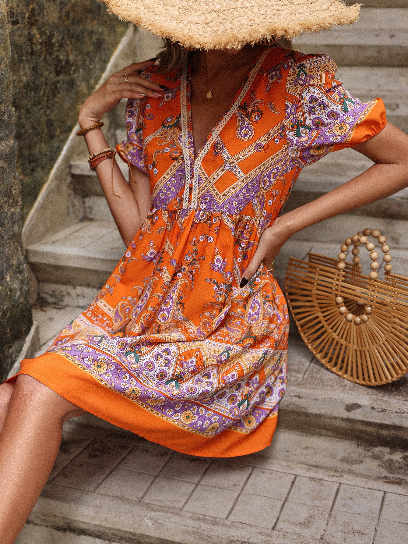 Plus Size Floral Print Cover Up Dress