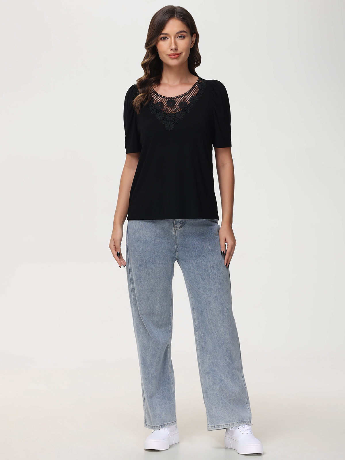 Floral Crochet Sleeve Top