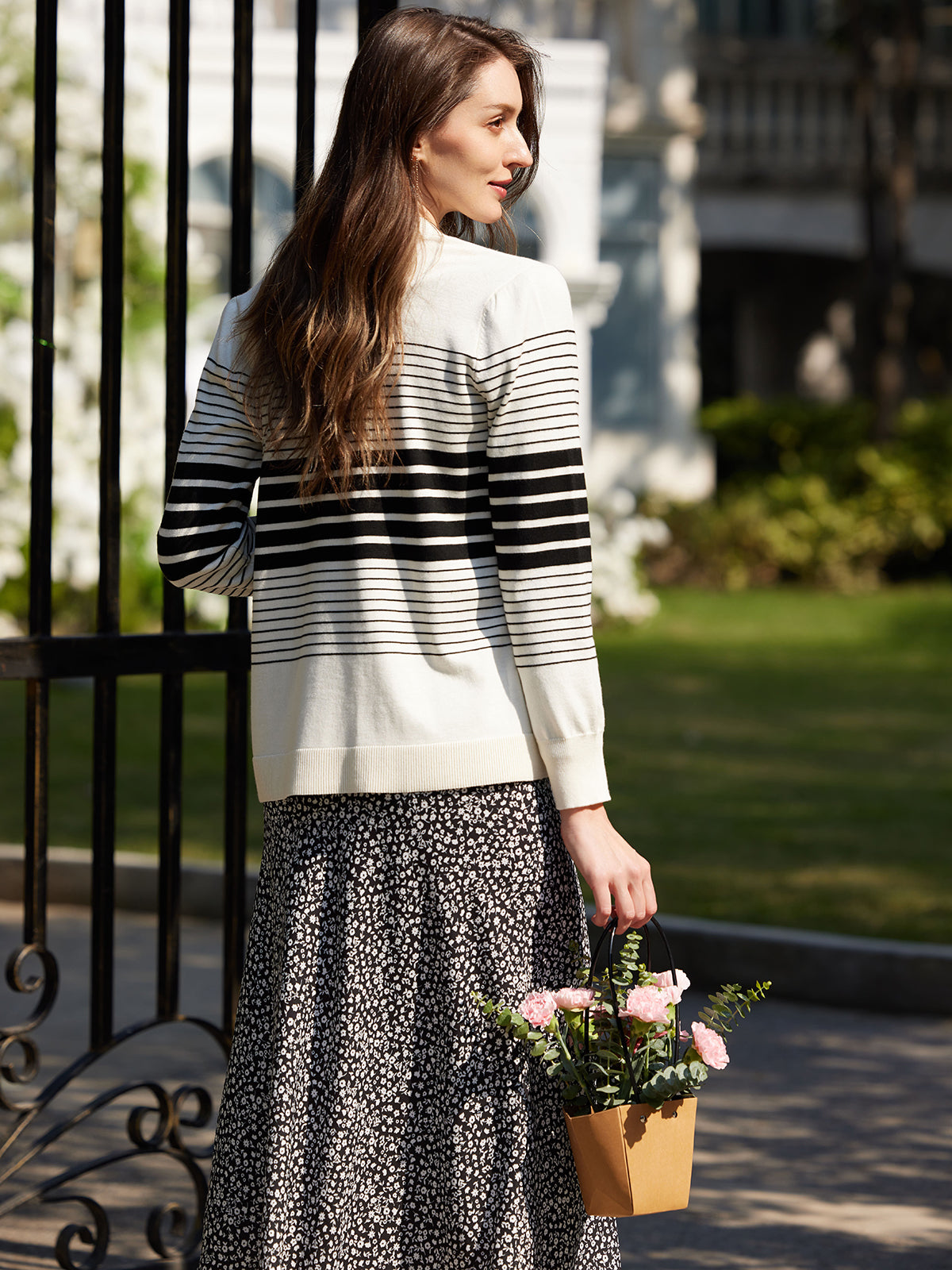 Stripe Open Front Cardigan