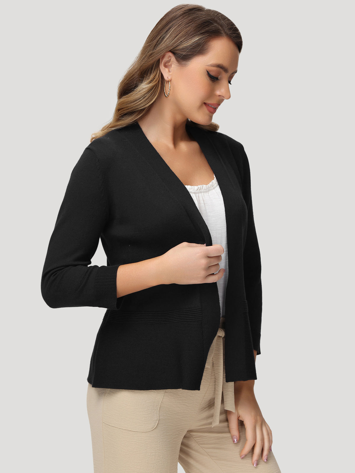 Rib Open-Front Cardigan