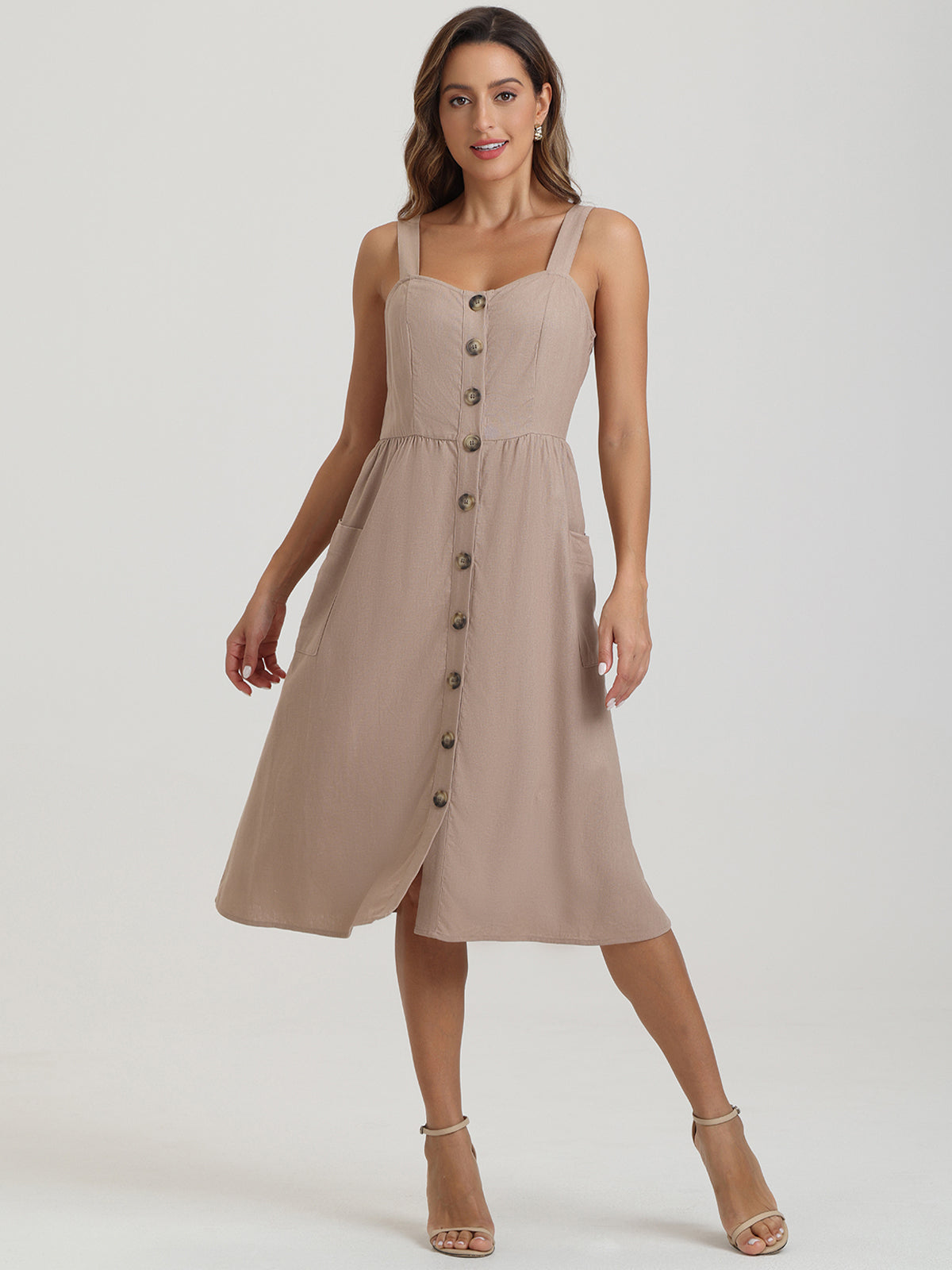 Button Front Midi Dress