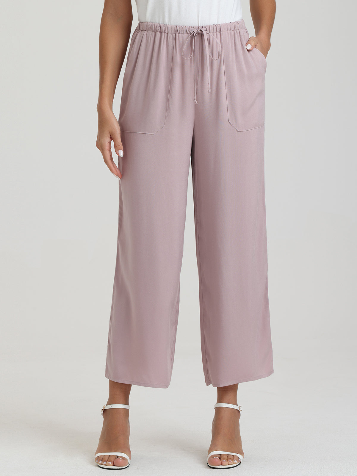 Drawstring Wide Leg Pants