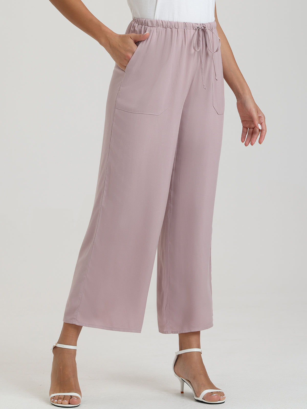 Drawstring Wide Leg Pants