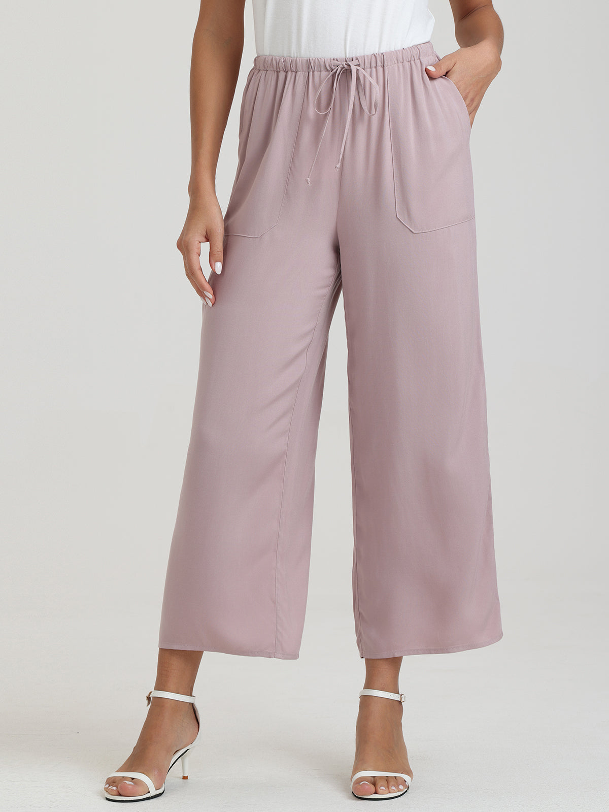 Drawstring Wide Leg Pants