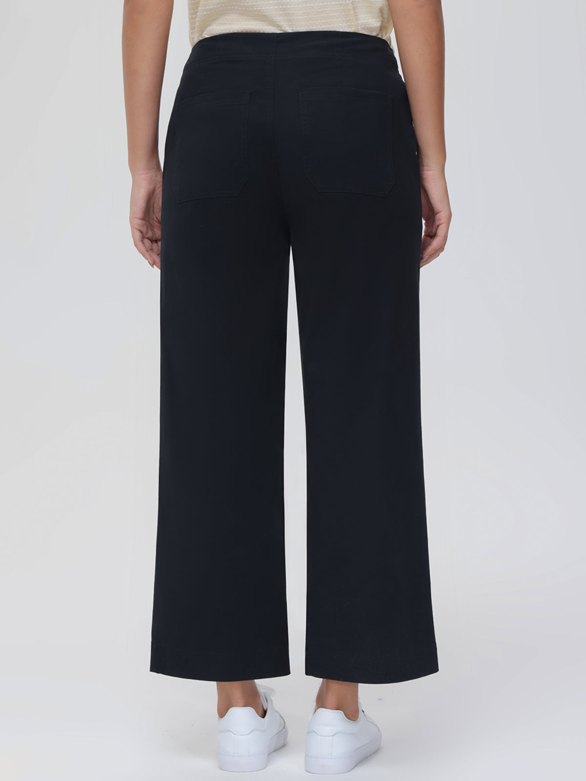 Cropped Twill Wide Leg Pants